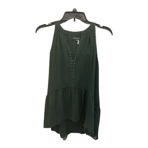 1. State Forest Green V-Neck Top with Stud Accents tiered tunic blouse